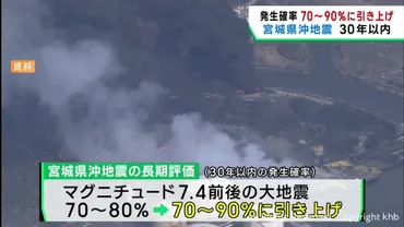 宮城県沖地震の発生確率「30年以内で70%〜90%」に引き上げ政府の地震調査委員会